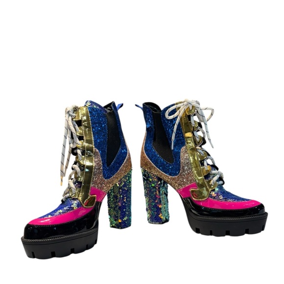 Cape Robbin Mermaid Sequin Lace Up Nell Boots Size 10 - Picture 2 of 14